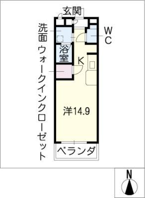 サン オレンジ ヒルズ(ワンルーム/1階)の間取り写真