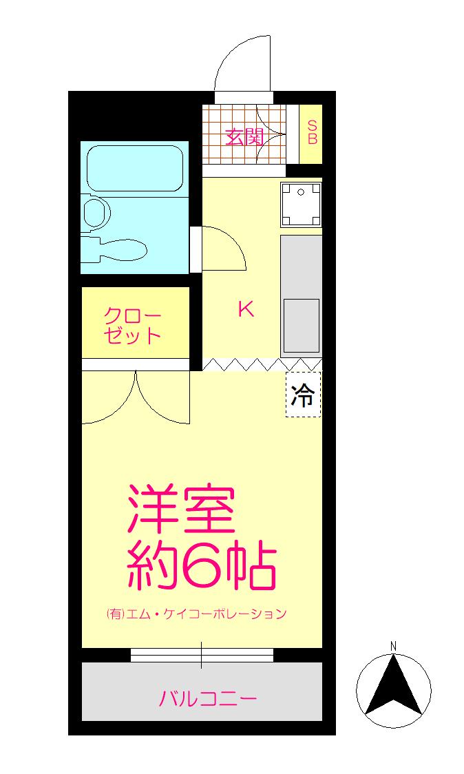 ハイツベルグラント(1K/4階)の間取り写真
