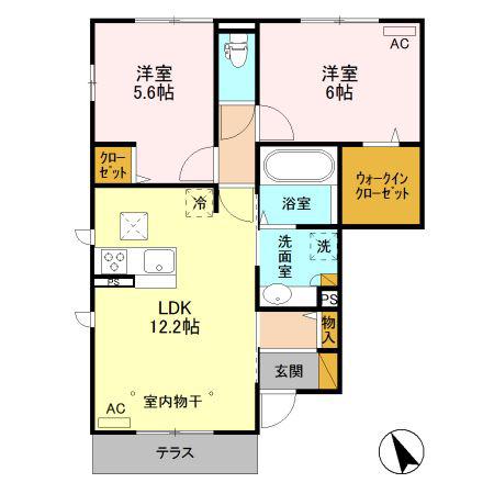 フローラルハイツ(2LDK/1階)の間取り写真