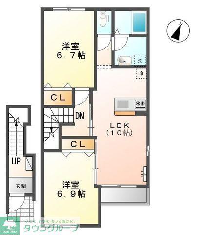 MAISON 圭(2LDK/2階)の間取り写真