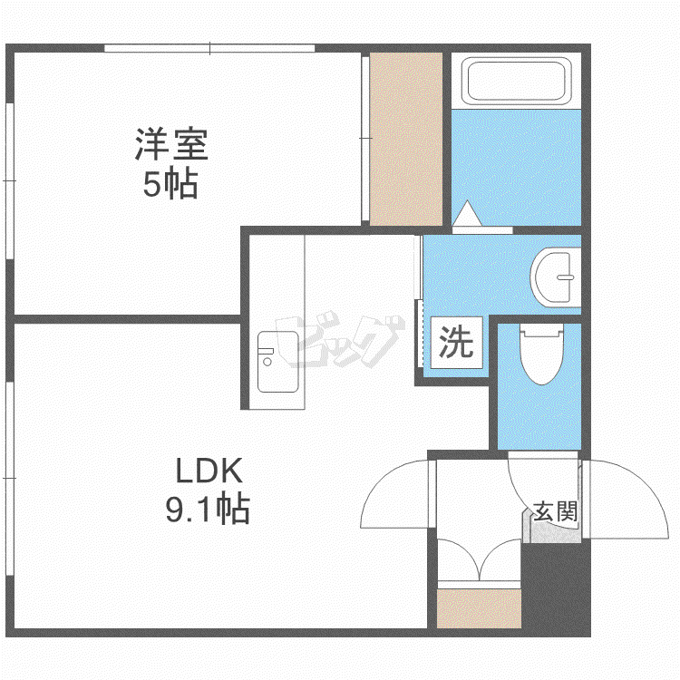 イングレッソ南7条(1LDK/4階)の間取り写真