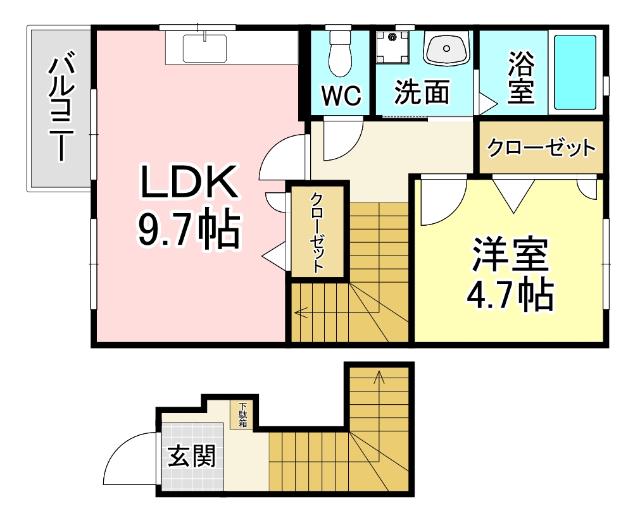アレッジオK(1LDK/2階)の間取り写真
