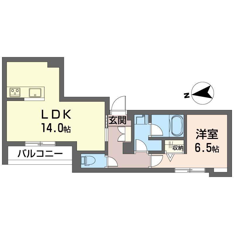 ヴィアフィーデ経堂(1LDK/2階)の間取り写真