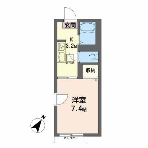 コスモスB(1K/1階)の間取り写真