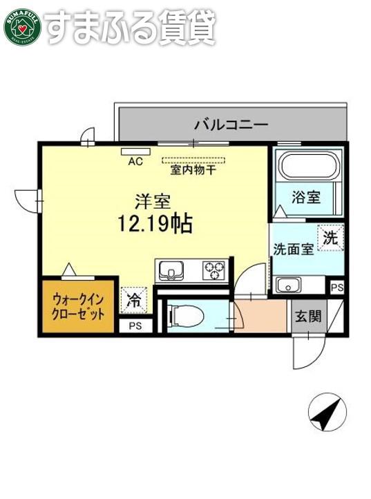 プライムヒル若松(ワンルーム/3階)の間取り写真