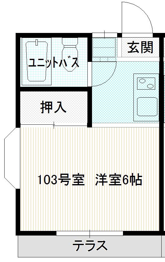 ナルヨシフラット(1K/2階)の間取り写真