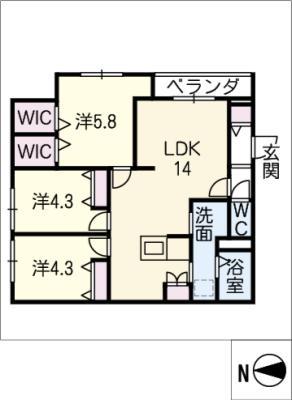 スカイメゾン徳川南(3LDK/3階)の間取り写真