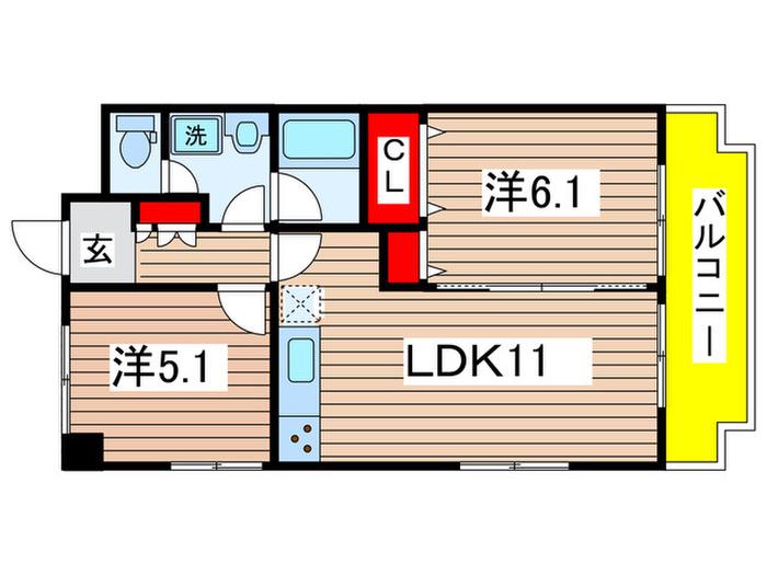 SOCIETY KIYOSUMI-SHIRAKAWA(2LDK/6階)の間取り写真