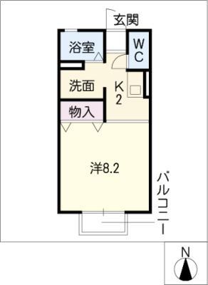 セジュール神谷(1K/2階)の間取り写真