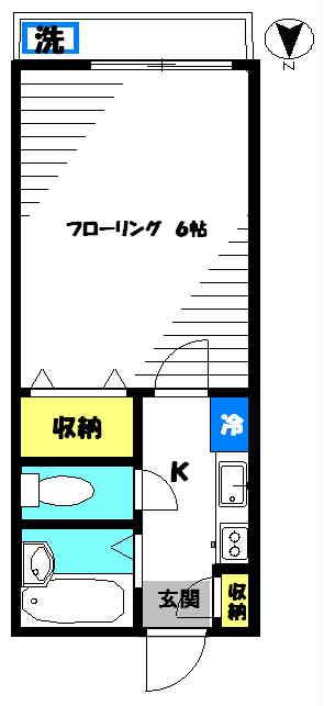 ハイムアサヒ(1K/2階)の間取り写真