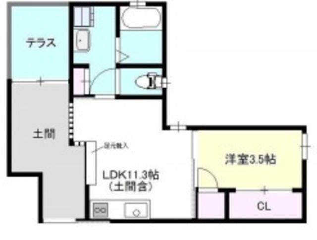 EASE MINATO イースト(1LDK/1階)の間取り写真