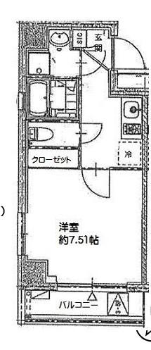 PAULOWNA VALLEY TAKE4西横浜(1K/4階)の間取り写真