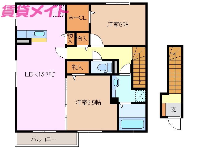 クレアート(2LDK/2階)の間取り写真