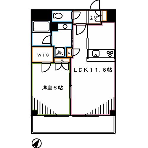 ベルフォーレ武蔵野(1LDK/2階)の間取り写真