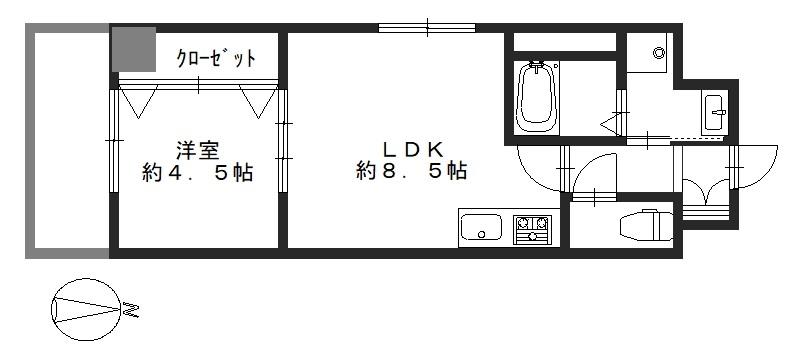 クレマチス28(1DK/3階)の間取り写真