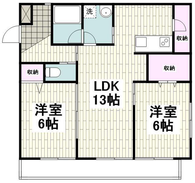 エクセレント壱番館(2LDK/1階)の間取り写真