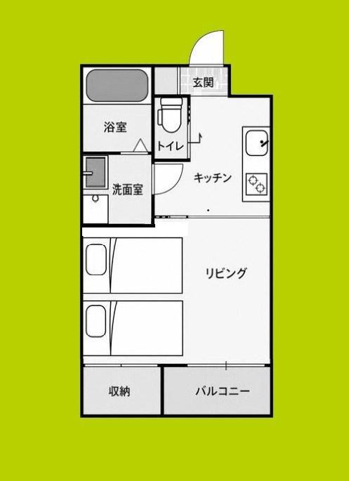 SUN生A号棟(1DK/2階)の間取り写真