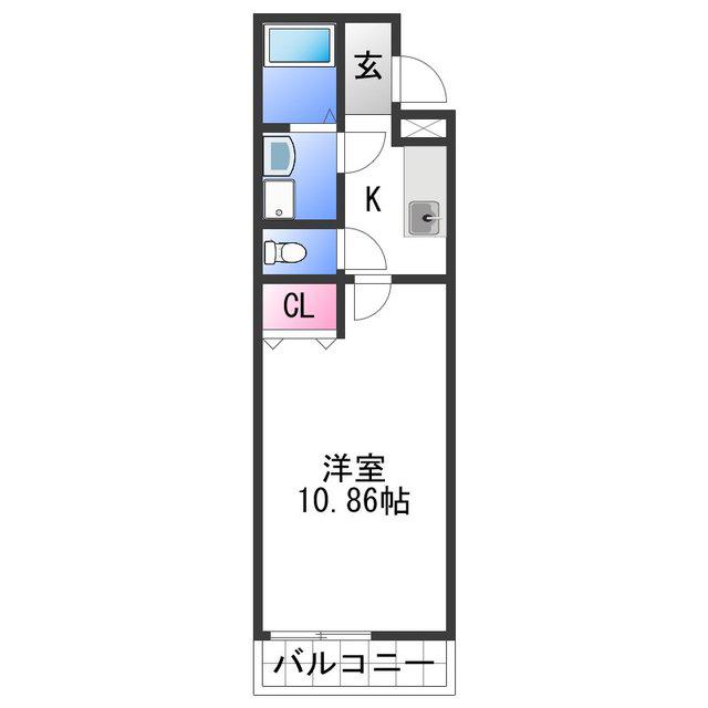 キーウィ荘(1K/2階)の間取り写真