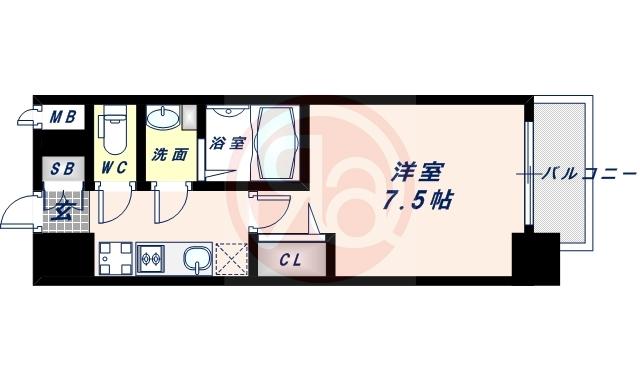 レシオス天王寺(1K/8階)の間取り写真