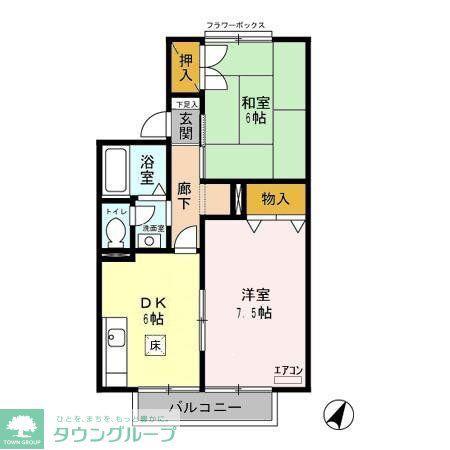 セジュールYKII(2DK/1階)の間取り写真