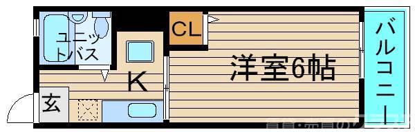 アミチミエⅡ(1K/1階)の間取り写真