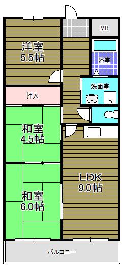 グレイスコート(3LDK/2階)の間取り写真