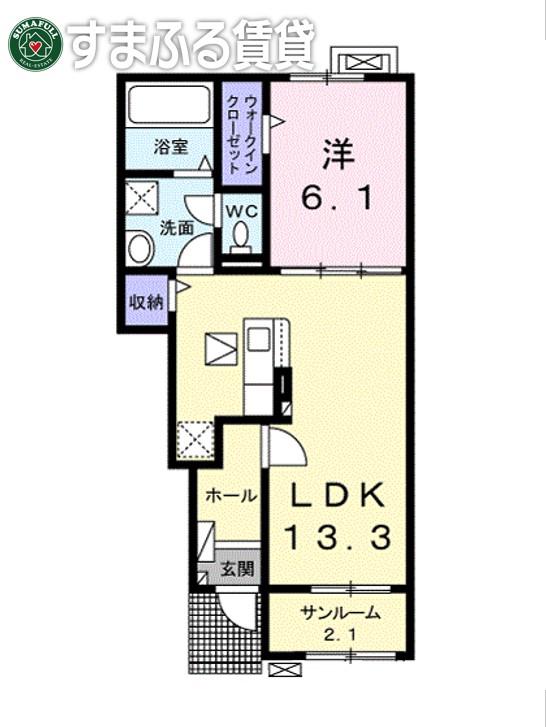 ラ・フォンターナ(1LDK/1階)の間取り写真