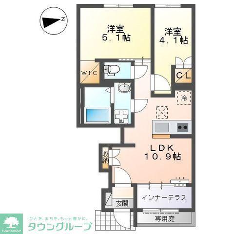 シャインテラス・アベニール(2LDK/1階)の間取り写真