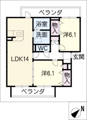 レジェンド葵(2LDK/2階)の間取り写真