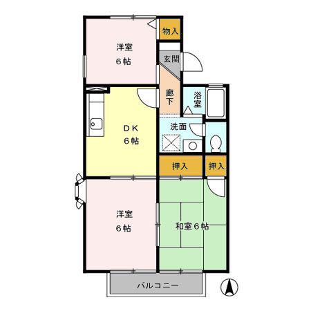 セジュールサンモリABC(3DK/2階)の間取り写真