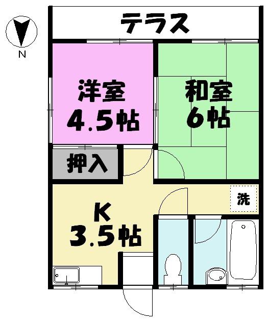 ソレイユ(2K/1階)の間取り写真