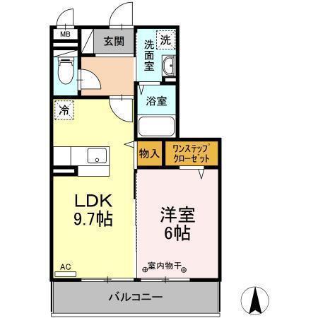 ボンテ中通(1LDK/2階)の間取り写真