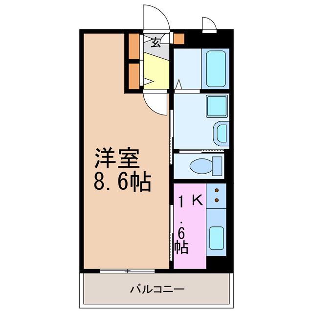 ジラソーレ(1K/2階)の間取り写真