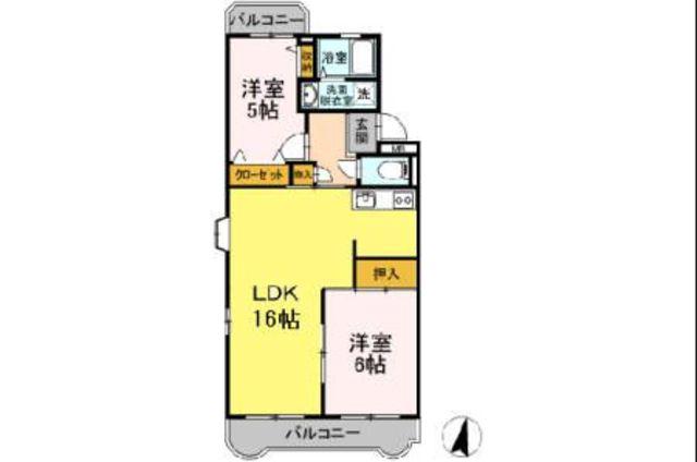 ハビテーションWADAIII(2LDK/3階)の間取り写真