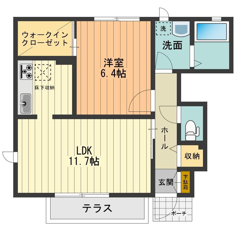 グランディス(1LDK/1階)の間取り写真