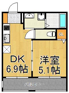 ボヌールメゾン(1DK/3階)の間取り写真