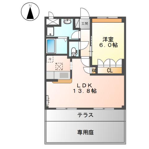 ボンヌ・シャンス(1LDK/1階)の間取り写真