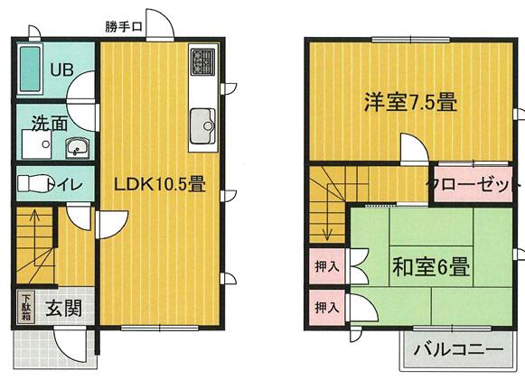 グリーンハイツ(2LDK/1階)の間取り写真