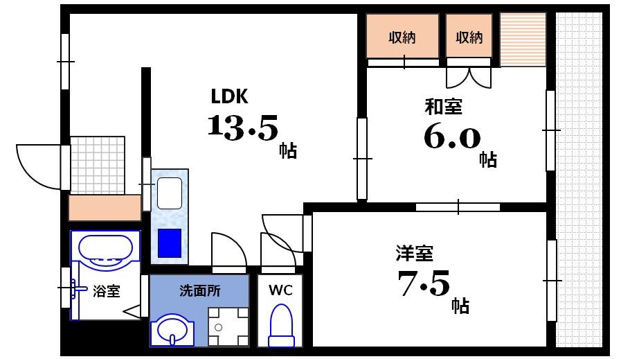 上森ビル(2LDK/2階)の間取り写真