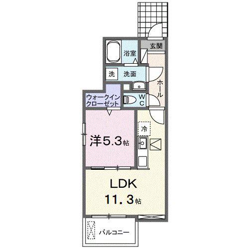 アイリス 相原(1LDK/1階)の間取り写真