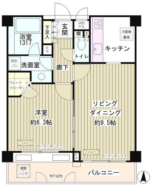 パークブルーム三葉(1LDK/3階)の間取り写真