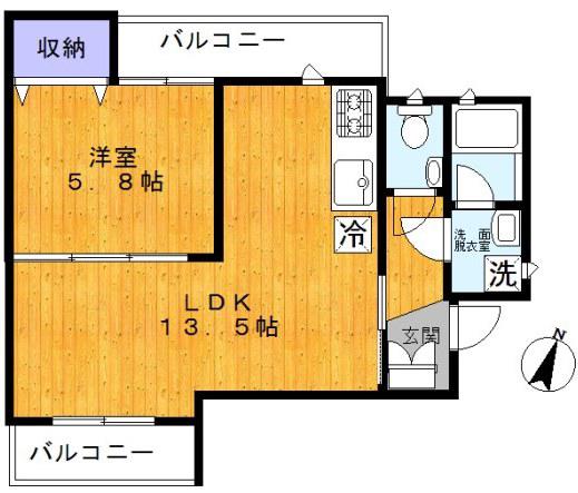 ESPERANZA MISUZU(1LDK/2階)の間取り写真