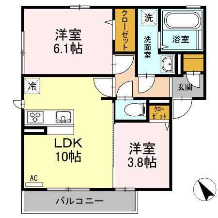 コーポ光新宿(2LDK/2階)の間取り写真