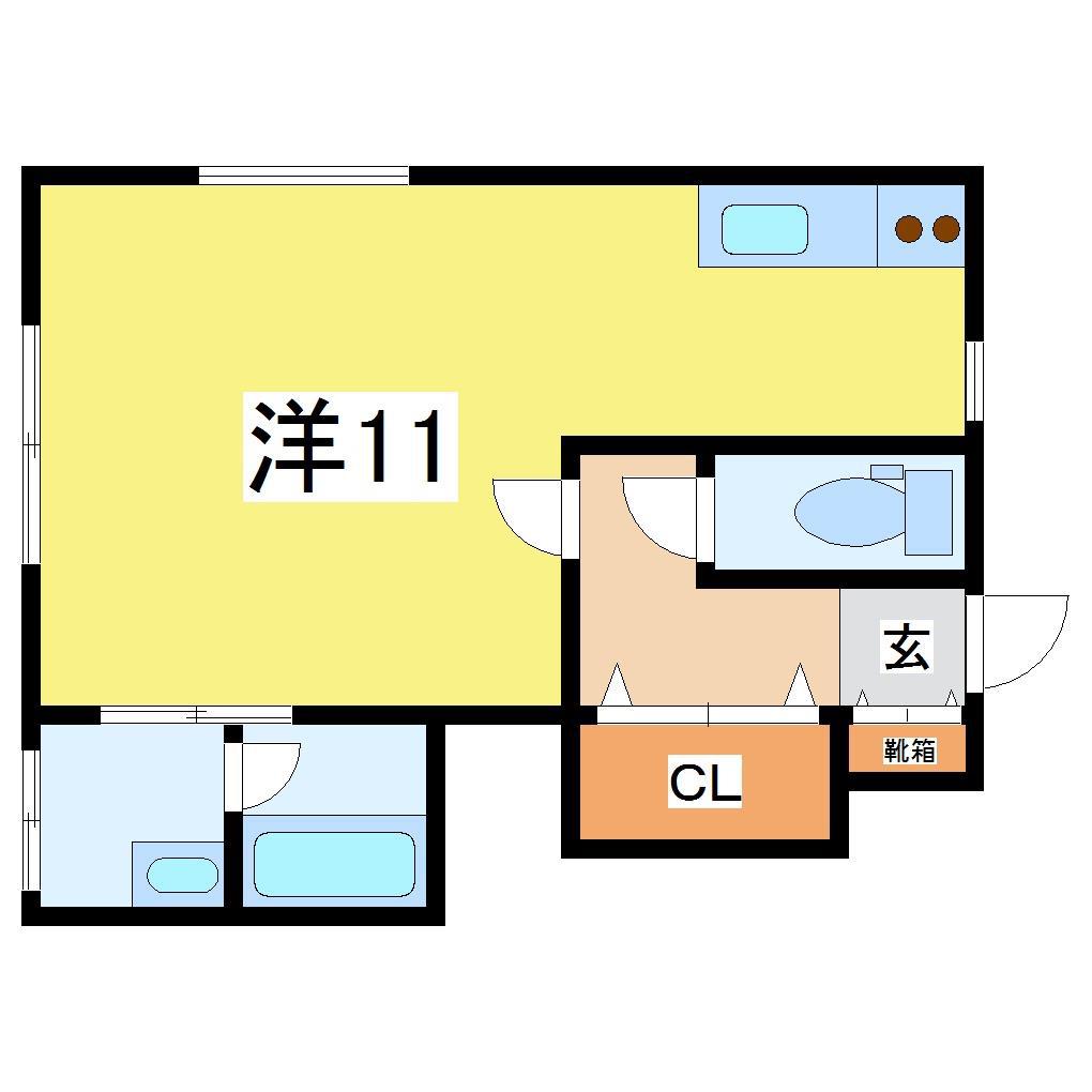 トレーフル(ワンルーム/1階)の間取り写真