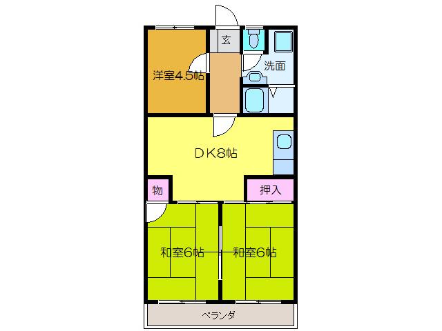 福間口マンション(3DK/4階)の間取り写真
