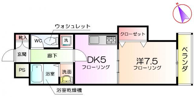 ウインドヴァリィII番館(1DK/7階)の間取り写真
