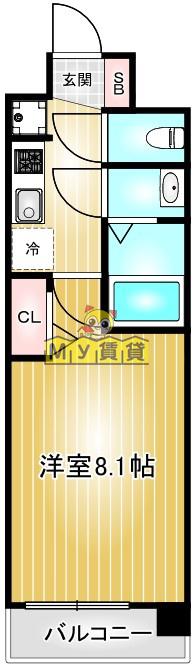 プレサンス大須観音駅前(1K/8階)の間取り写真
