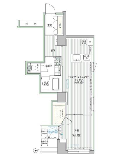 ロディア日本橋茅場町(1SLDK/5階)の間取り写真