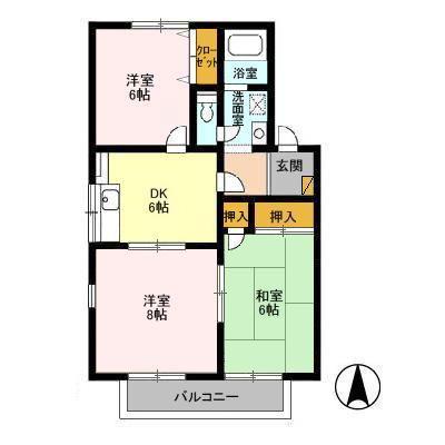 モダンタイムス III(3DK/1階)の間取り写真