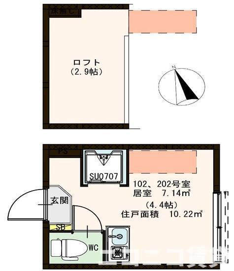 エヴィメリア永福(ワンルーム/2階)の間取り写真